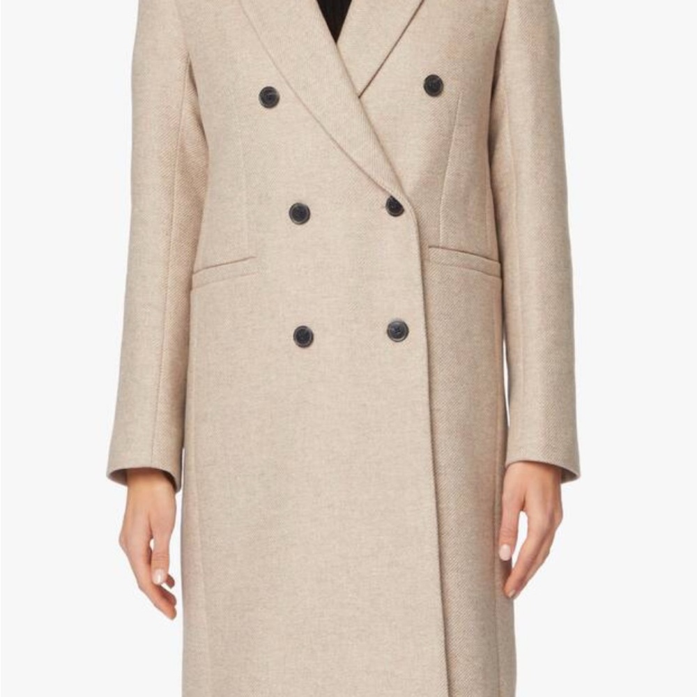 Elegant Tan Double-Breasted Women's Coat